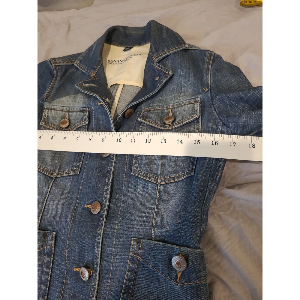 Banana Republic Denim Jean Jacket Blazer Women's SZ XS front pockets casual work - Picture 6 of 10